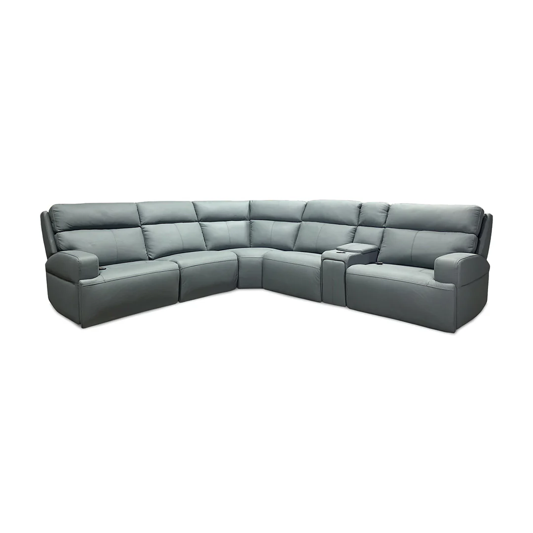 Ariel Leather Power Reclining Sectional with Heat & Massage