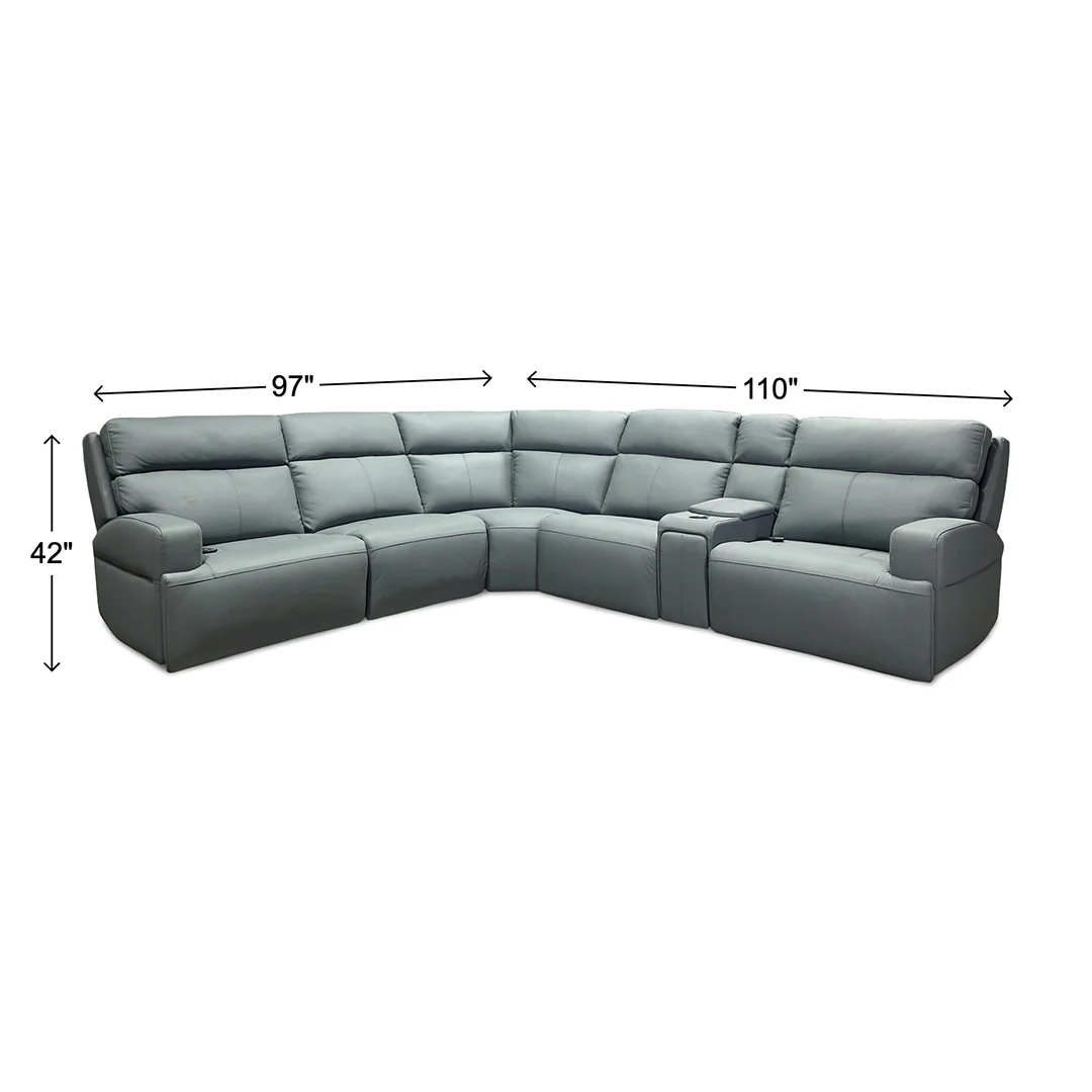 Ariel Leather Power Reclining Sectional with Heat & Massage - Image 14