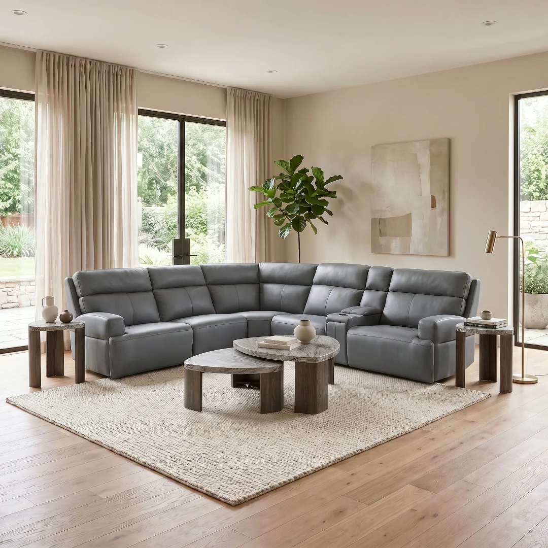 Ariel Leather Power Reclining Sectional with Heat & Massage - Image 2