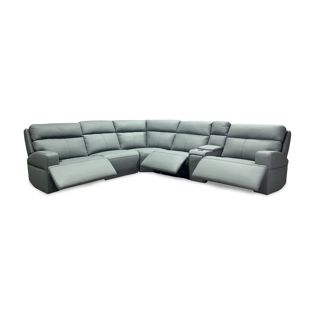 Ariel Leather Power Reclining Sectional with Heat & Massage - Image 4