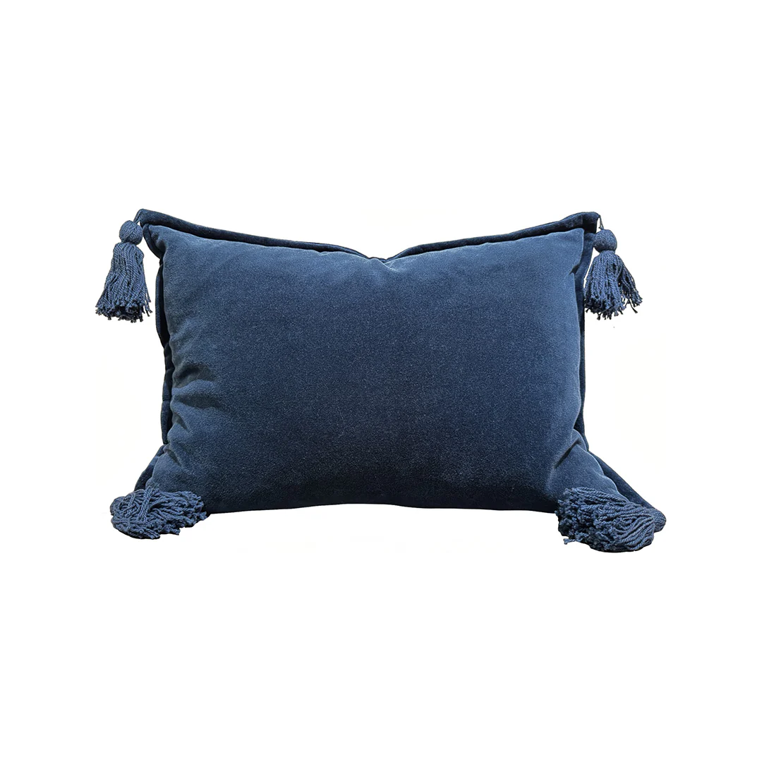 Cotton Velvet Pillow - Blue - Image 7
