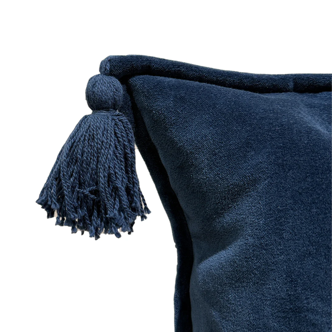 Cotton Velvet Pillow - Blue - Image 9