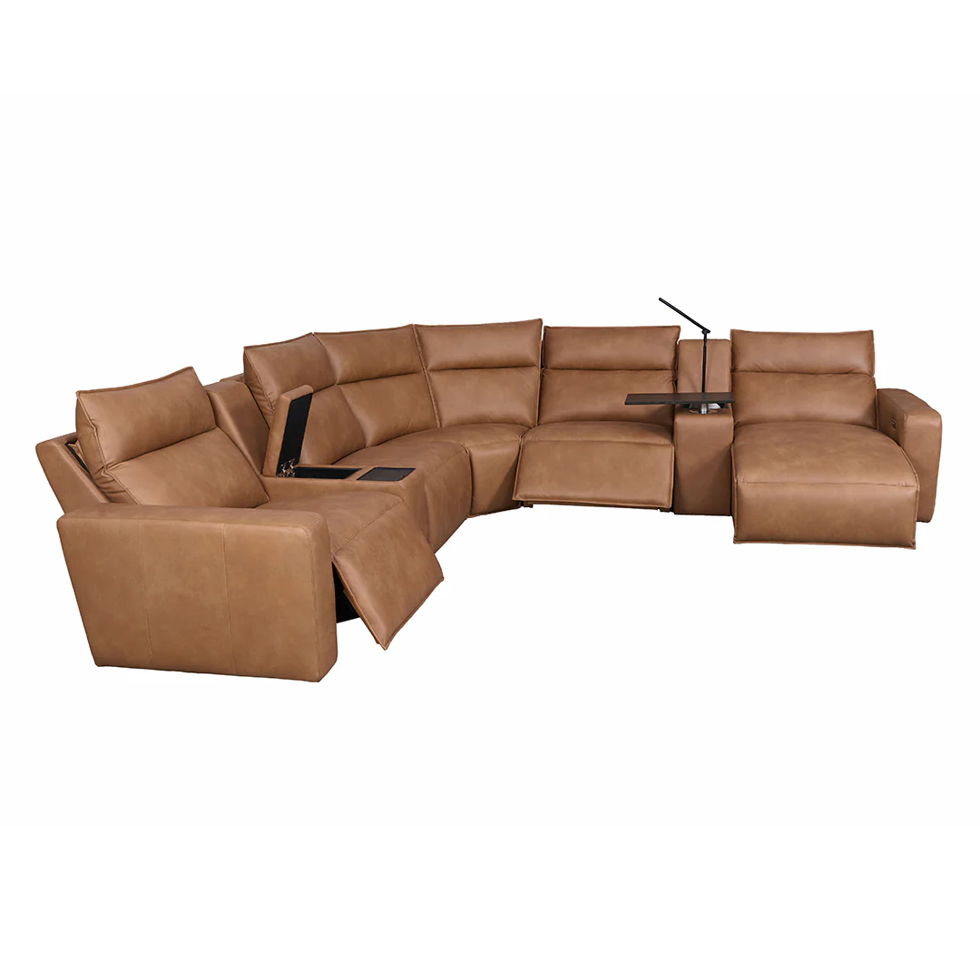 Tahoe Power Reclining Sectional with Chaise - Brown - Image 5